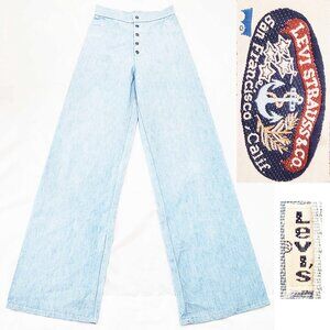 LEVI'S Womens Vintage 1970s High Waist Denim Pants Wide Leg SAILOR RARE!!